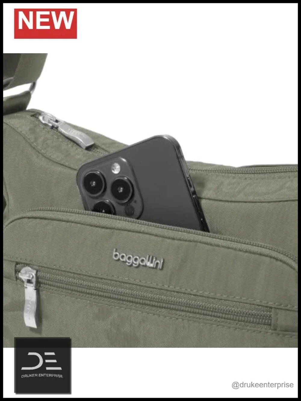 Baggallini Crosstown Hobo Crossbody with RFID Wallet & Water Bottle Holder